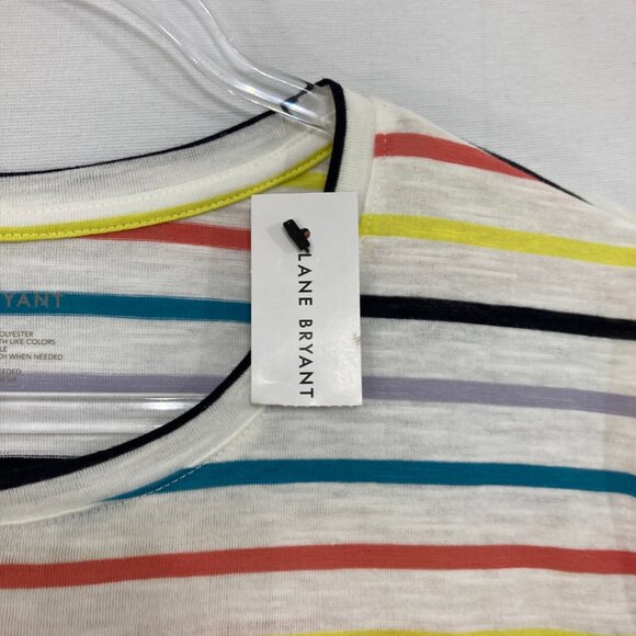 New Lane Bryant Top size 18/20 Colorful Striped Stretch Knit Comfy Pullover - Picture 4 of 8
